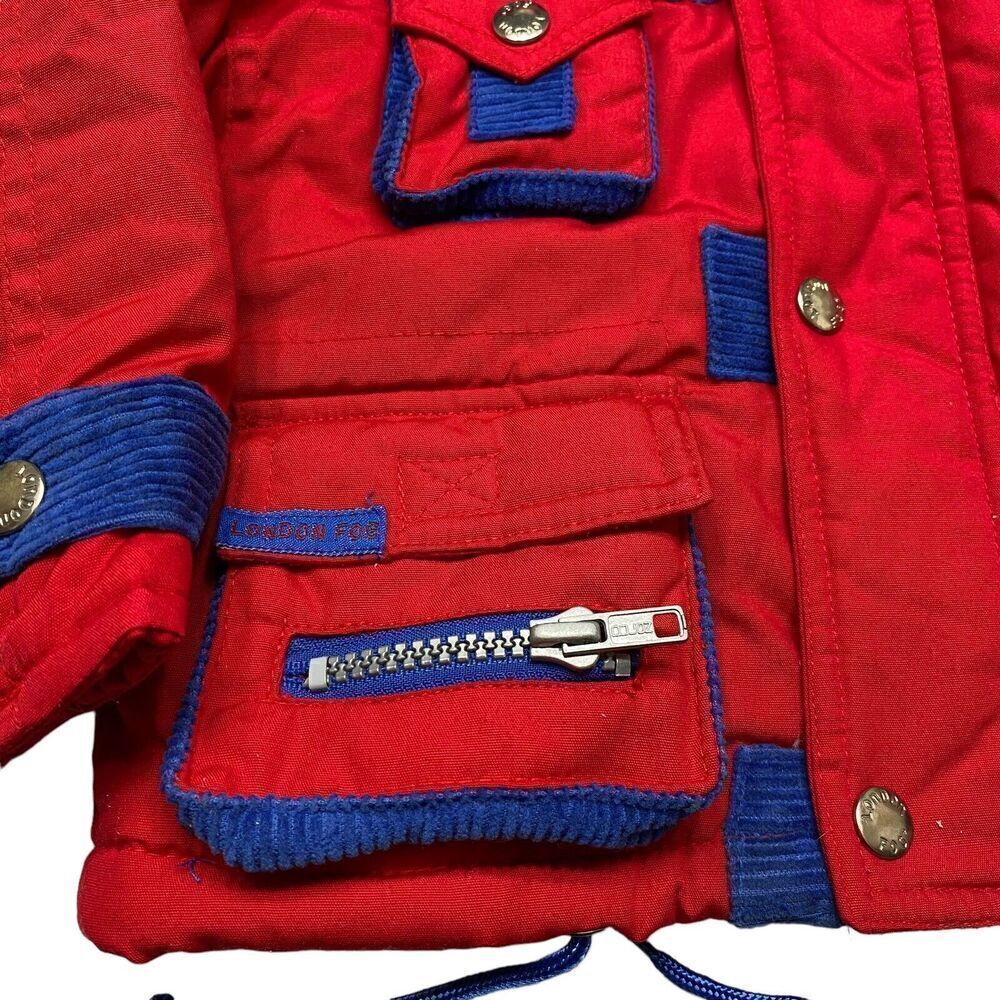 London Fog Jacket Toddler 18 Months Red Hooded Fog Patrol Zipper Snaps - Picture 3 of 8